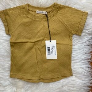 Kids Mustard Ribbed Short Sleeve Tee